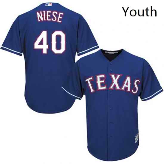 Youth Majestic Texas Rangers 49 Jon Niese Authentic Royal Blue Alternate 2 Cool Base MLB Jersey